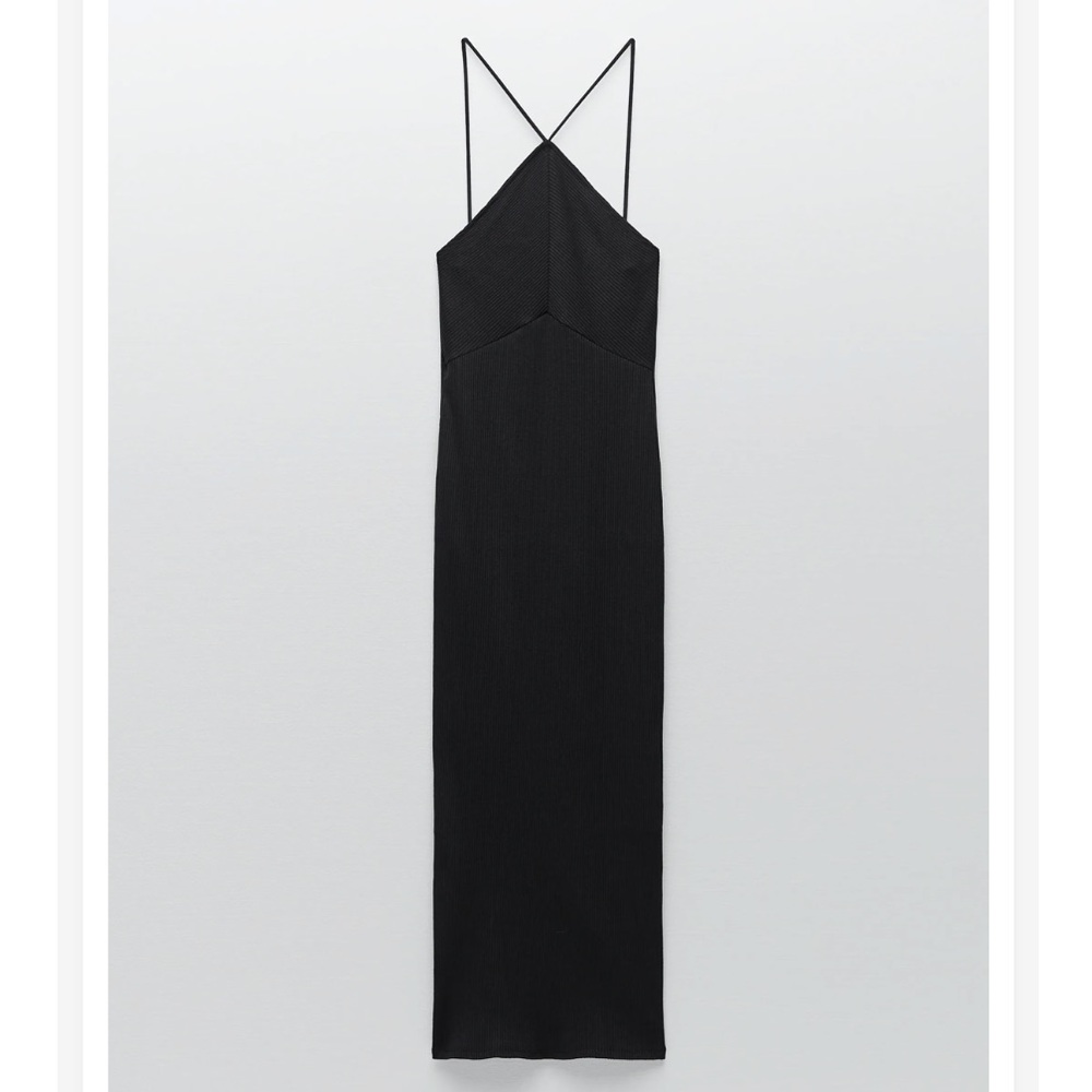 New Zara Basic Black Halter Dress